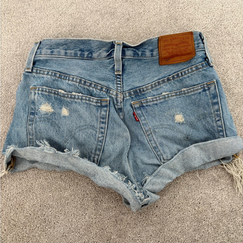 Levi's Light Blue Distressed Jean Shorts